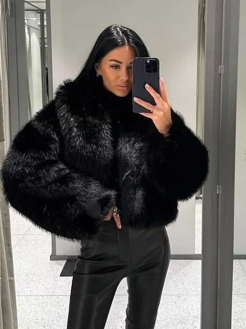 Veste en fausse fourrure femme | Col oversized & coupe courte