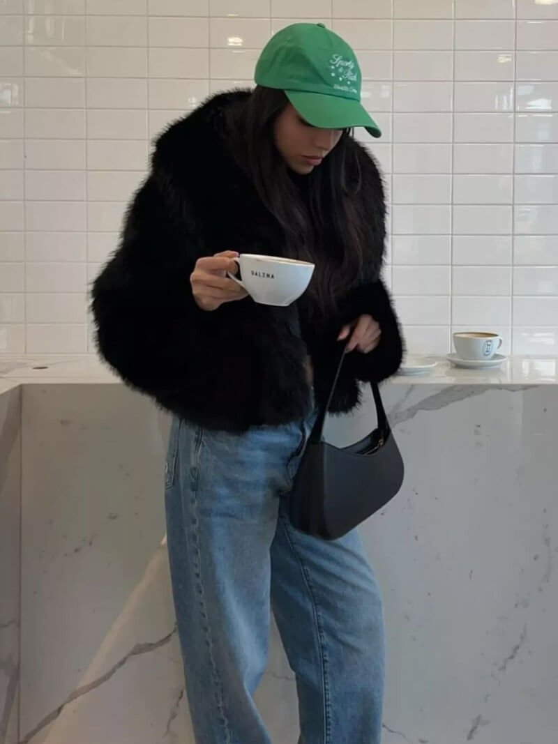 Veste en fausse fourrure femme | Col oversized & coupe courte