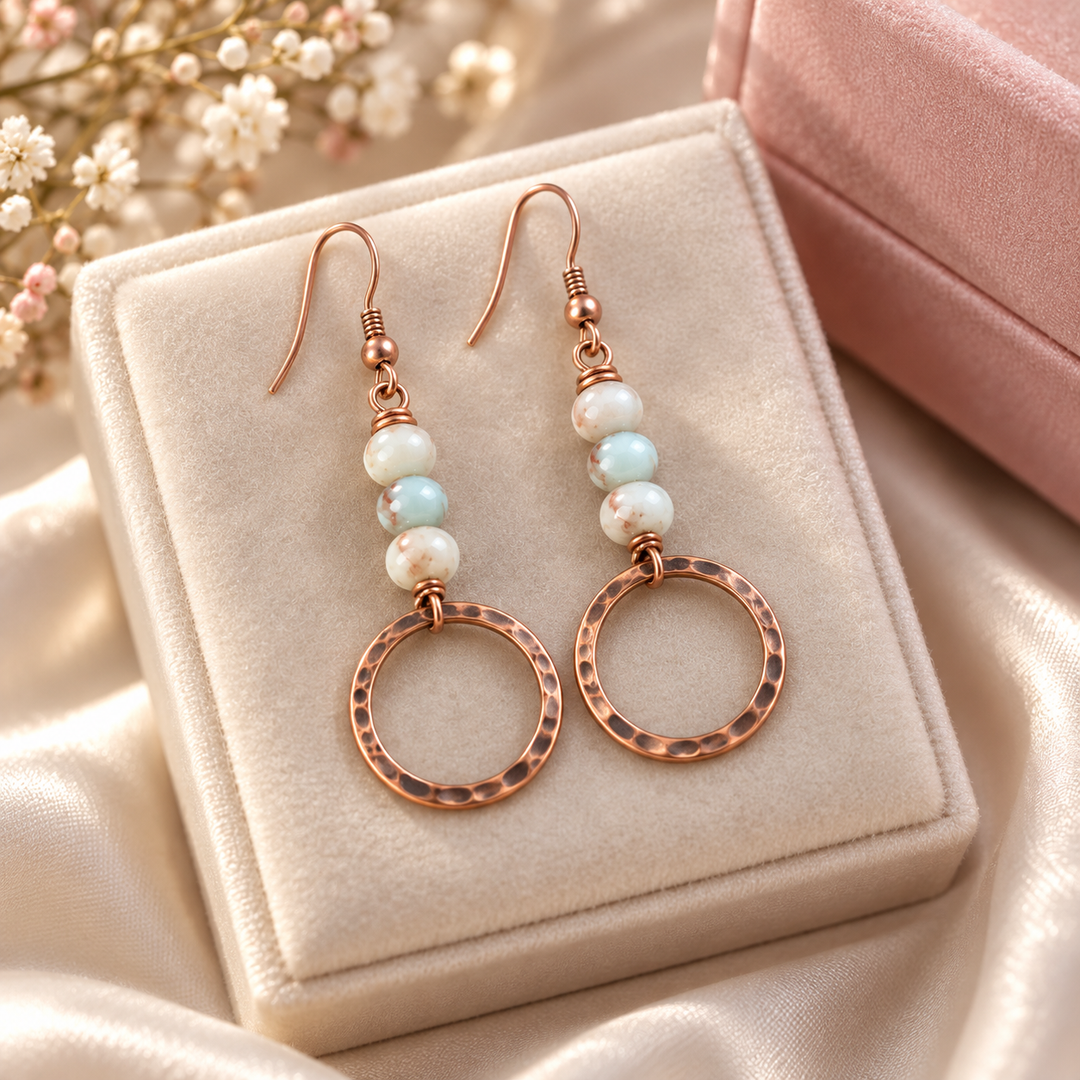 Boucles d'oreilles en cuivre Perle de brume