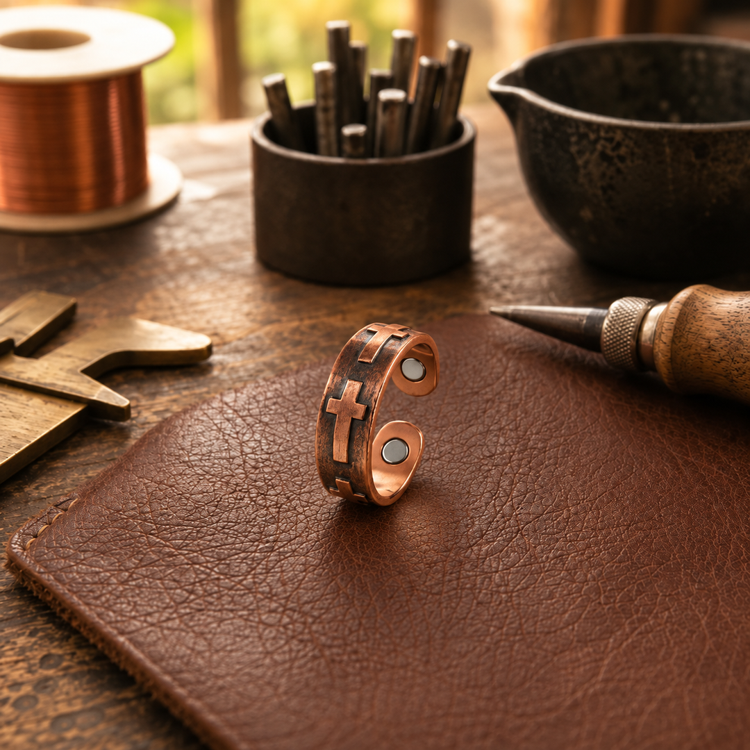 Bague en cuivre Croix