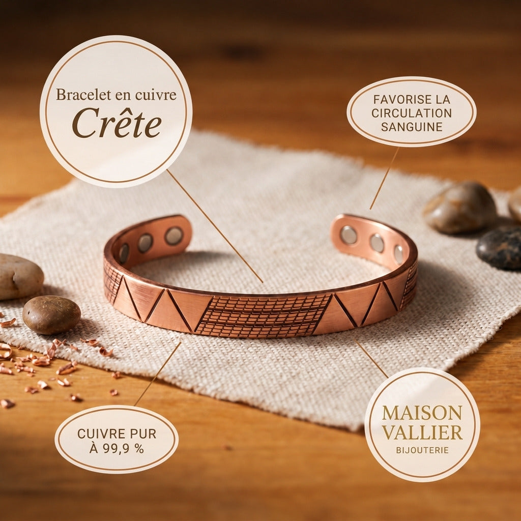 Bracelet en cuivre Crête