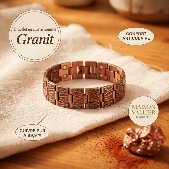 Bracelet homme en cuivre Granit
