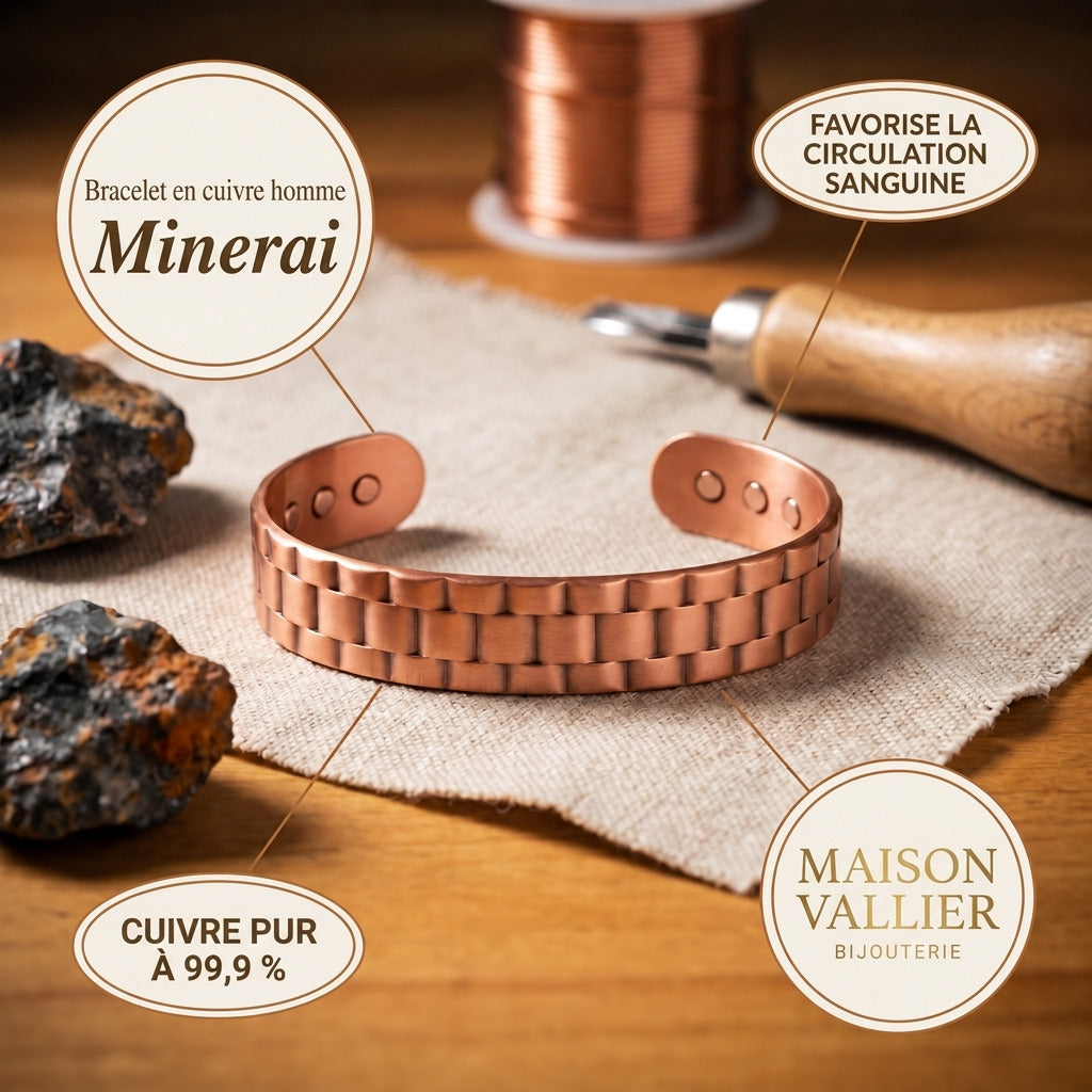 Bracelet homme en cuivre Minerai
