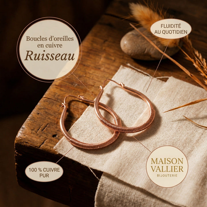 Boucles d'oreilles en cuivre Ruisseau