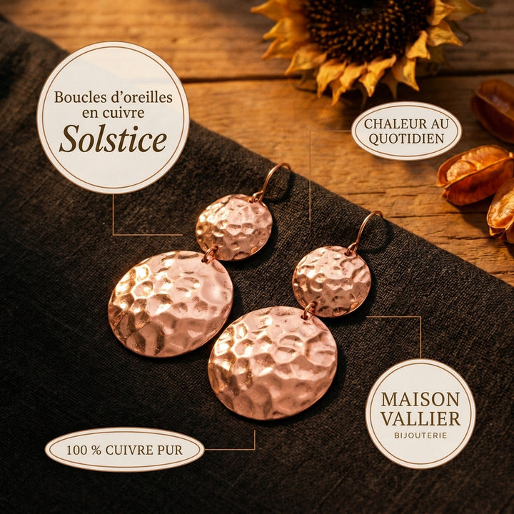Boucles d'oreilles en cuivre Solstice