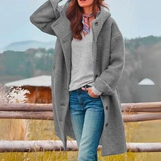 Manteau Femme | Avec Capuche & Fermeture Boutonnée
