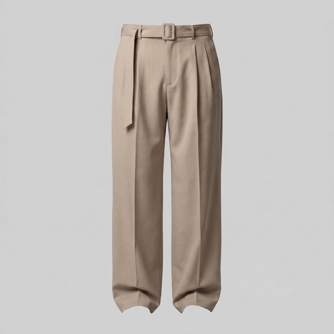 Nicolas | Pantalon homme à jambes larges avec taille haute et ceinture