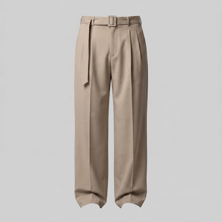Nicolas | Pantalon homme à jambes larges avec taille haute et ceinture