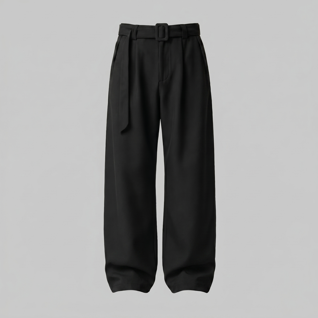 Nicolas | Pantalon homme à jambes larges avec taille haute et ceinture