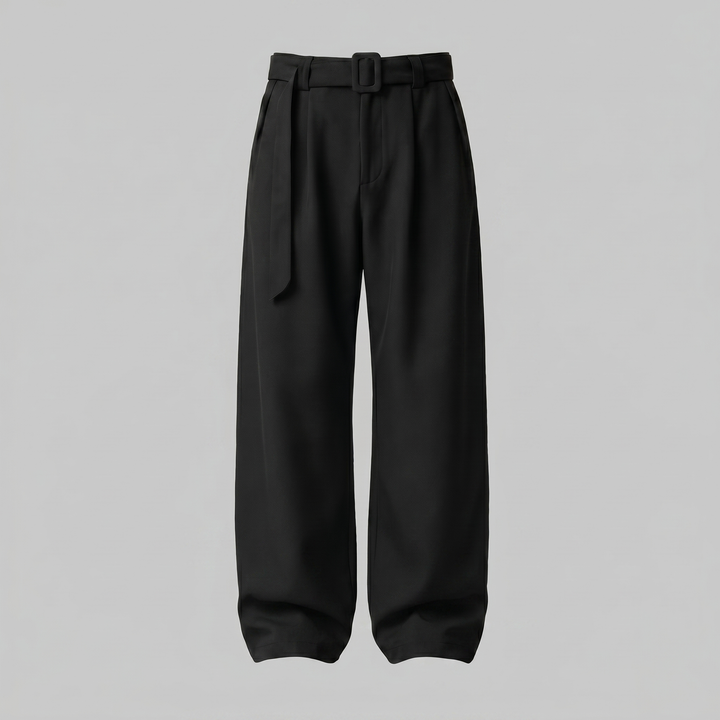 Nicolas | Pantalon homme à jambes larges avec taille haute et ceinture