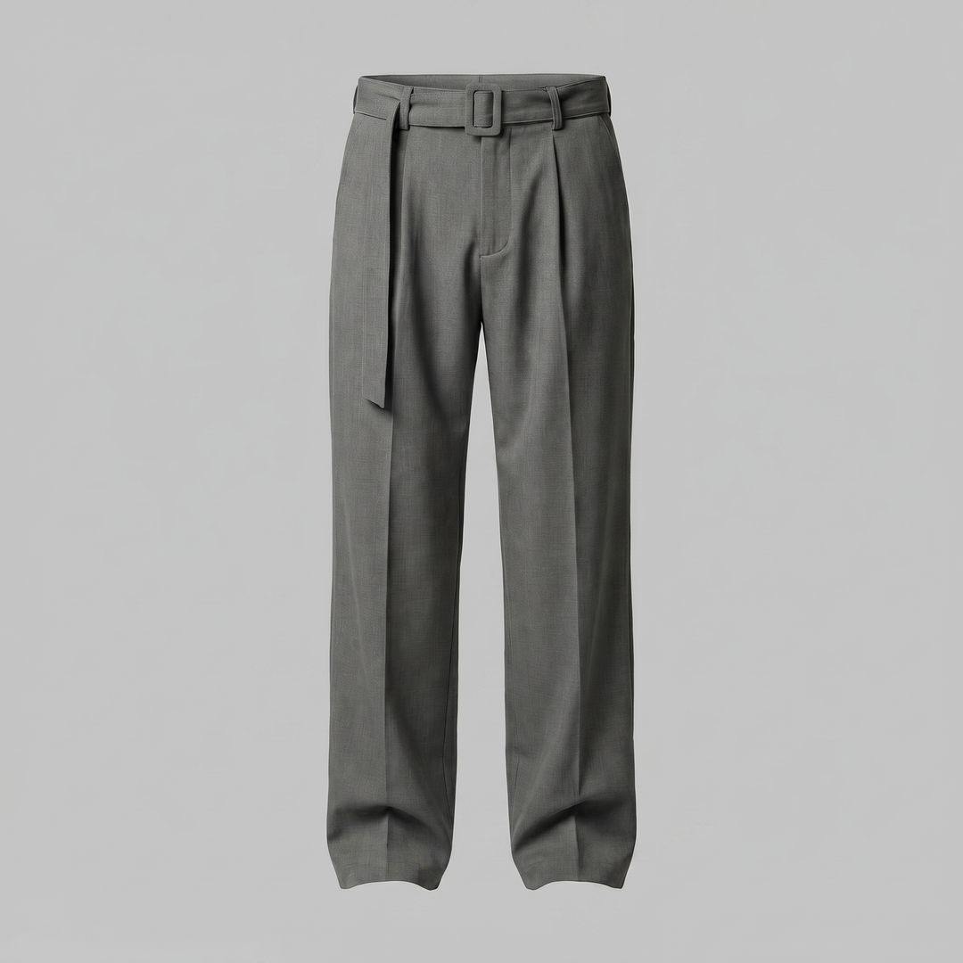 Nicolas | Pantalon homme à jambes larges avec taille haute et ceinture