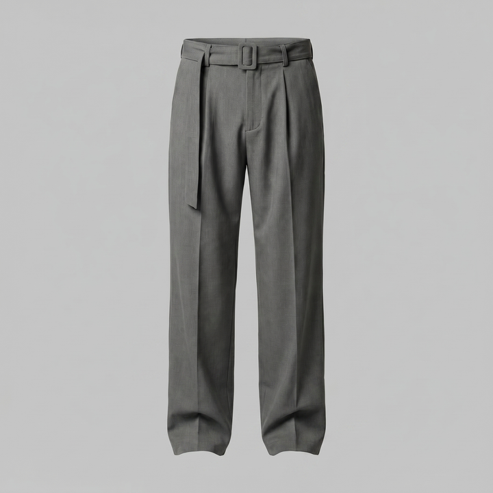 Nicolas | Pantalon homme à jambes larges avec taille haute et ceinture