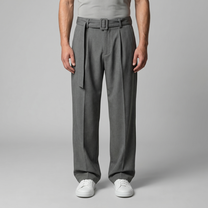 Nicolas | Pantalon homme à jambes larges avec taille haute et ceinture