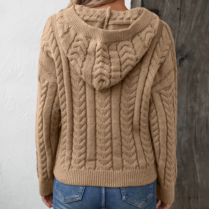 Pull tricoté torsadé femme | Coupe oversize avec patte de boutonnage