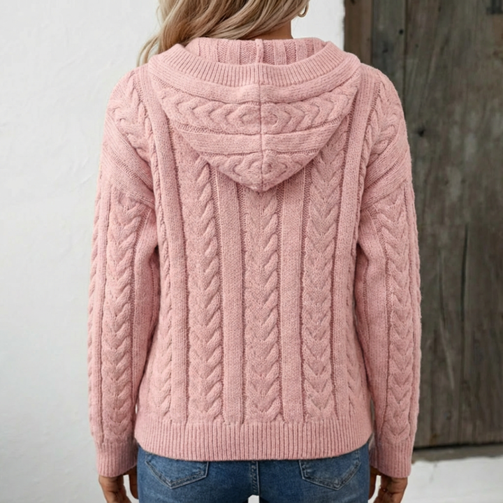 Pull tricoté torsadé femme | Coupe oversize avec patte de boutonnage