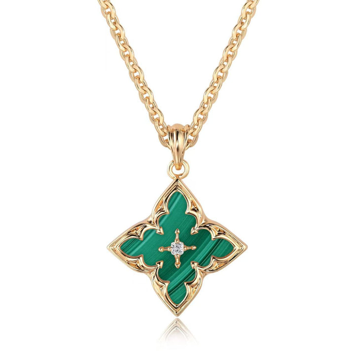 Pendentif trèfle blanc | Or