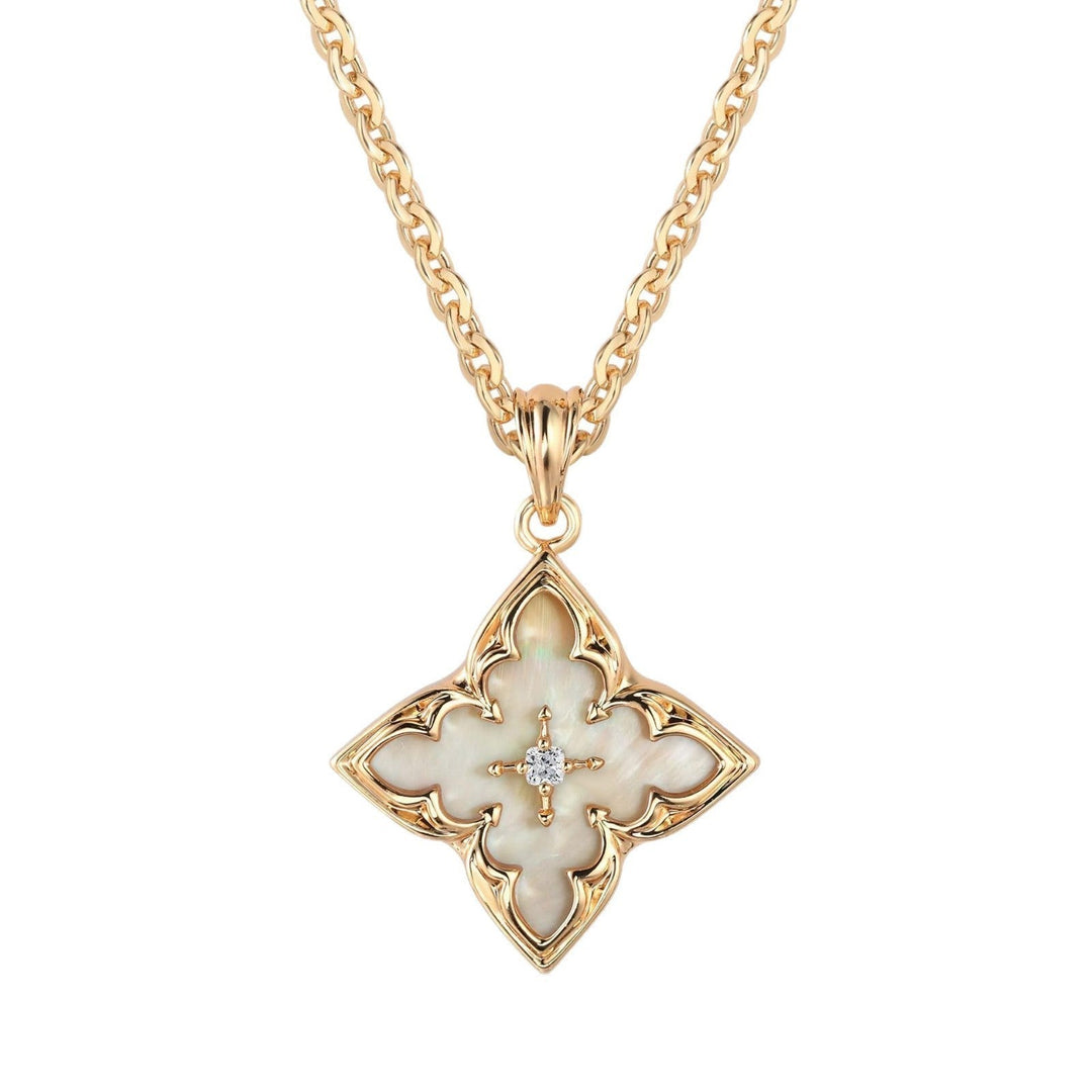 Pendentif trèfle blanc | Or