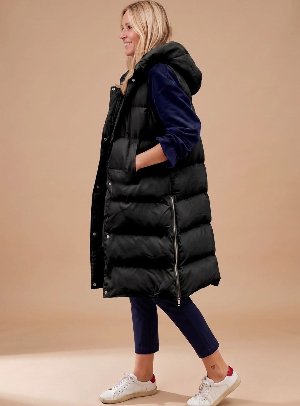 Gilet matelassé femme | Long avec capuche