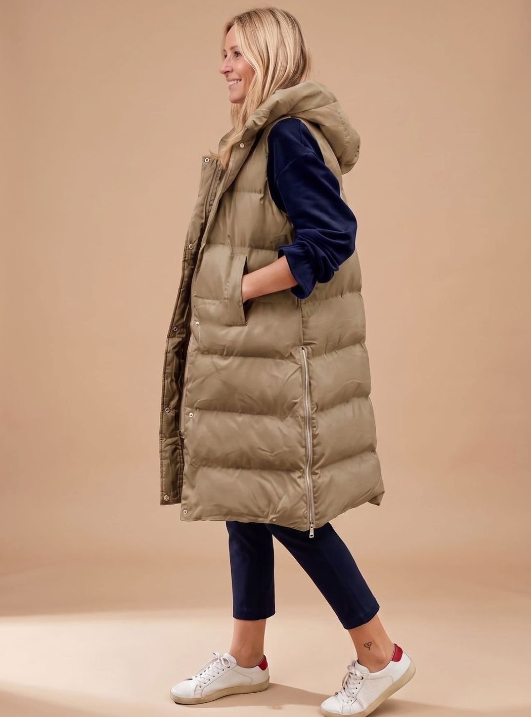 Gilet matelassé femme | Long avec capuche