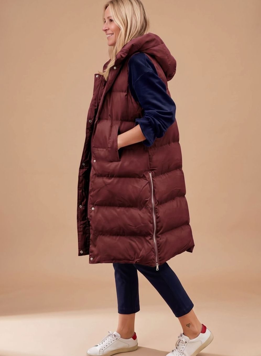 Gilet matelassé femme | Long avec capuche