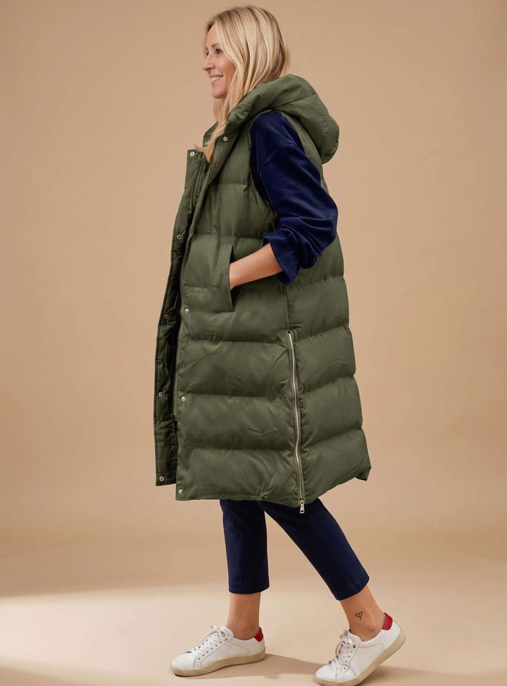 Gilet matelassé femme | Long avec capuche