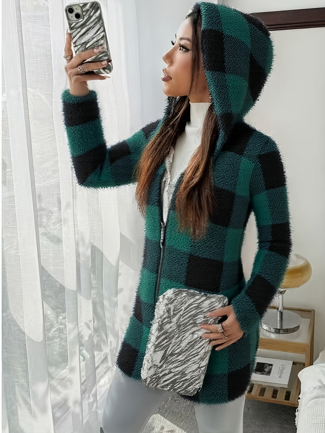 Gilet en maille pour femme à capuche | Chaud et fermeture éclair pratique