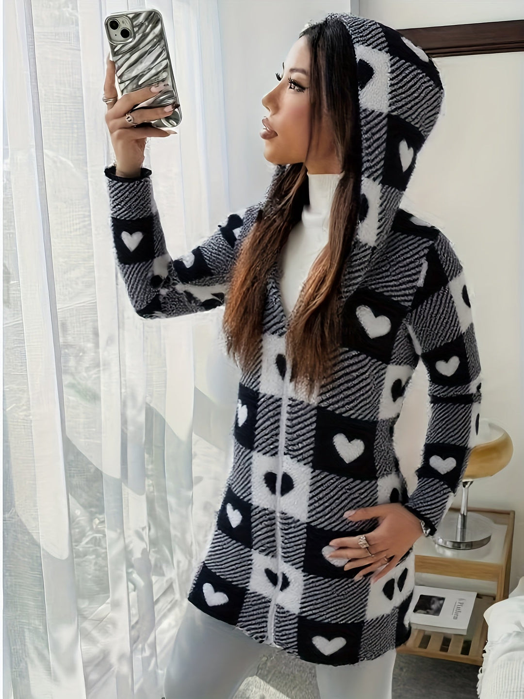 Gilet en maille pour femme à capuche | Chaud et fermeture éclair pratique