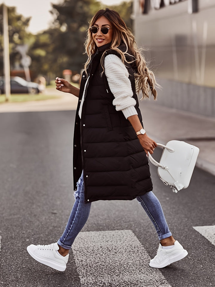 Gilet Long Femme | Capuche & Cintré