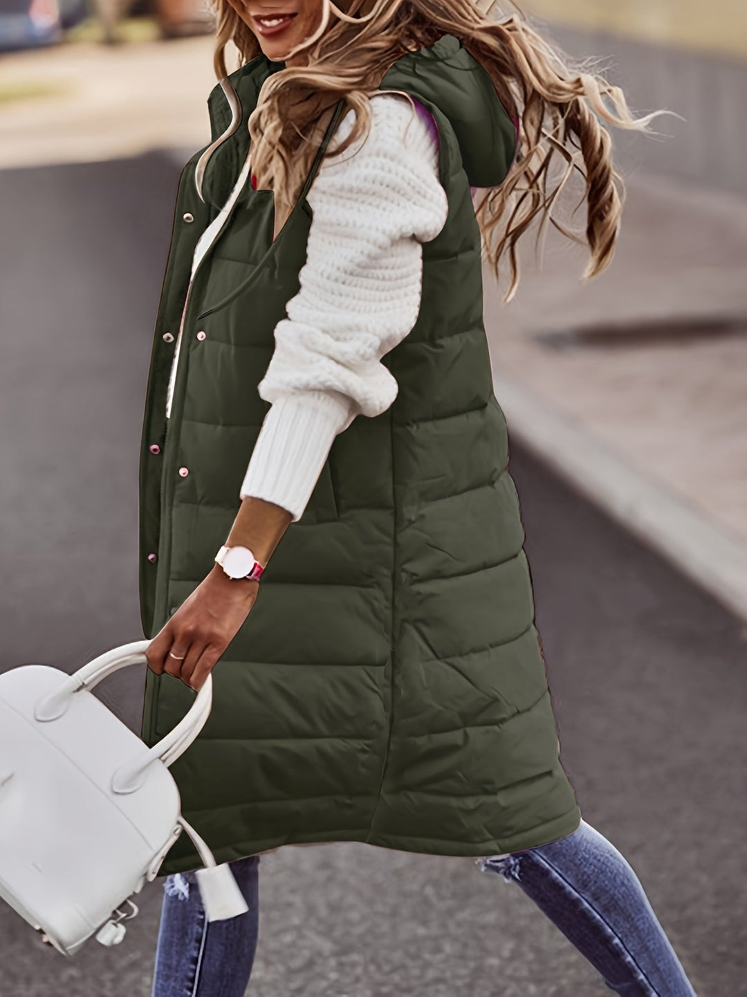 Gilet Long Femme | Capuche & Cintré