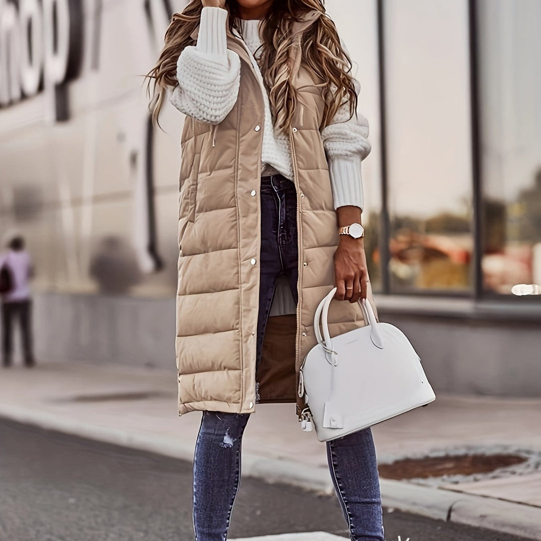 Gilet Long Femme | Capuche & Cintré