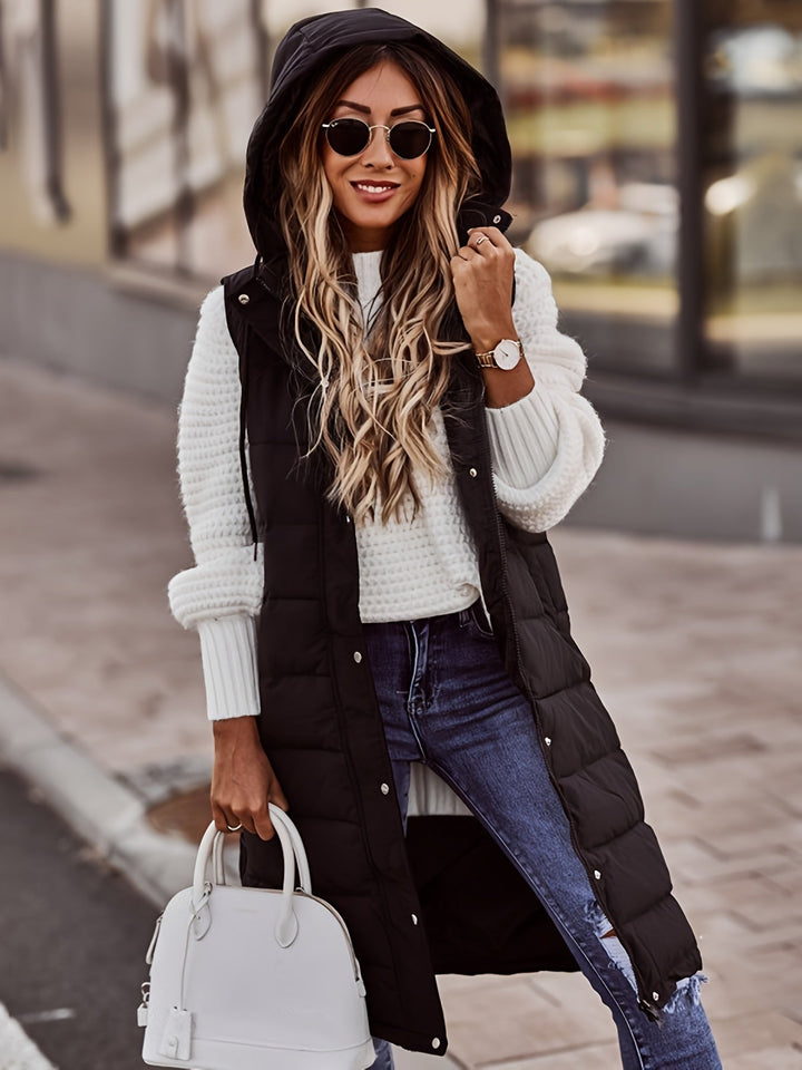 Gilet Long Femme | Capuche & Cintré