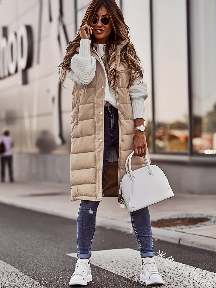 Gilet Long Femme | Capuche & Cintré