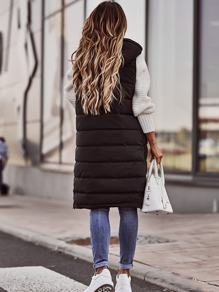 Gilet Long Femme | Capuche & Cintré