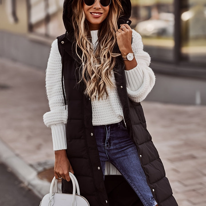 Gilet Long Femme | Capuche & Cintré