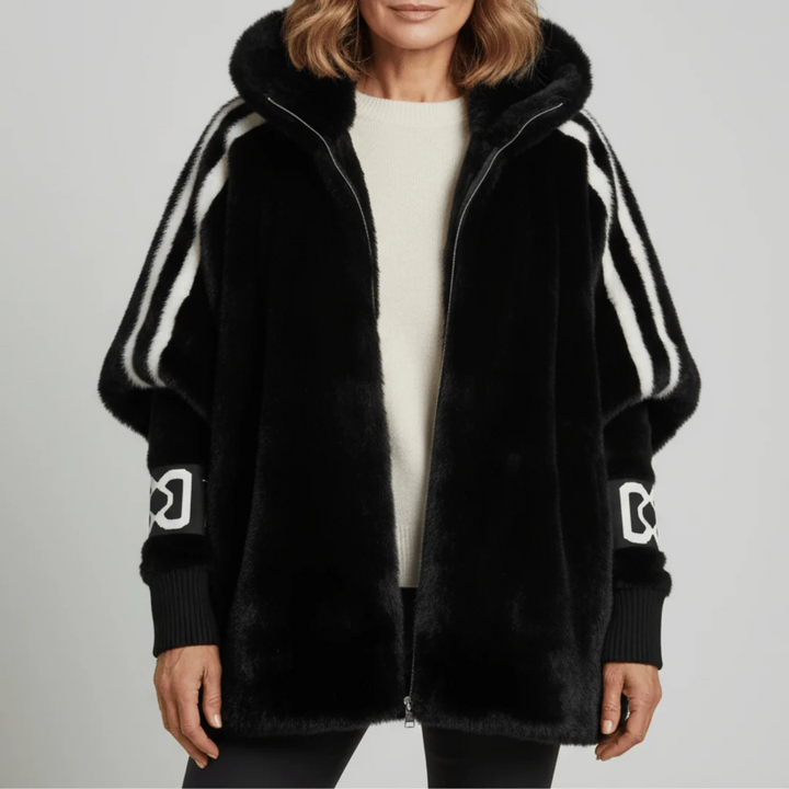 Veste d'hiver femme avec capuche | Rayures sportives