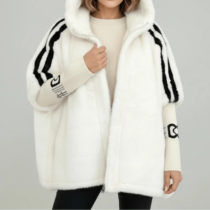 Veste d'hiver femme avec capuche | Rayures sportives