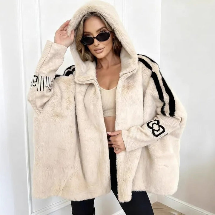Veste d'hiver femme avec capuche | Rayures sportives