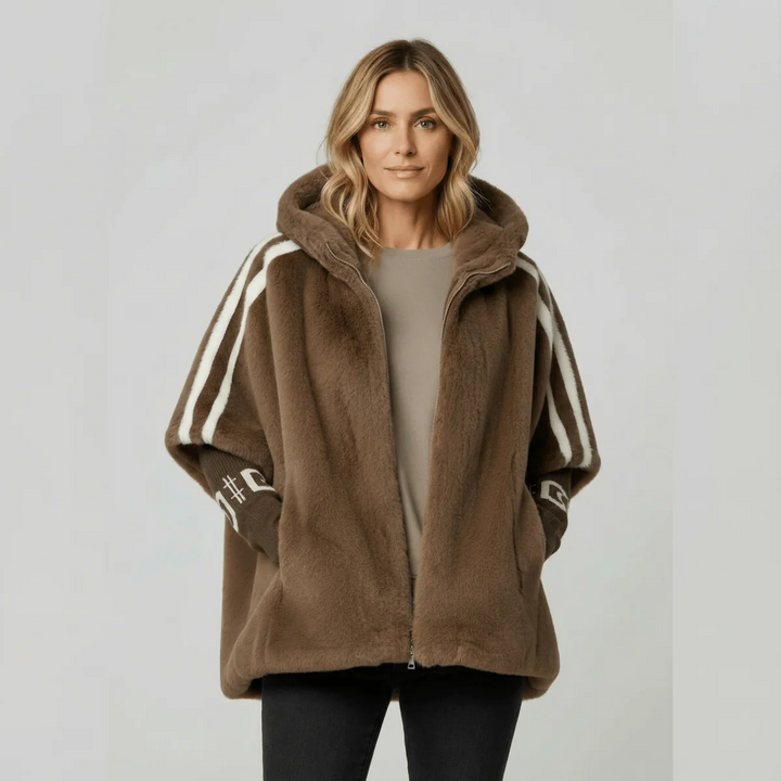 Veste d'hiver femme avec capuche | Rayures sportives