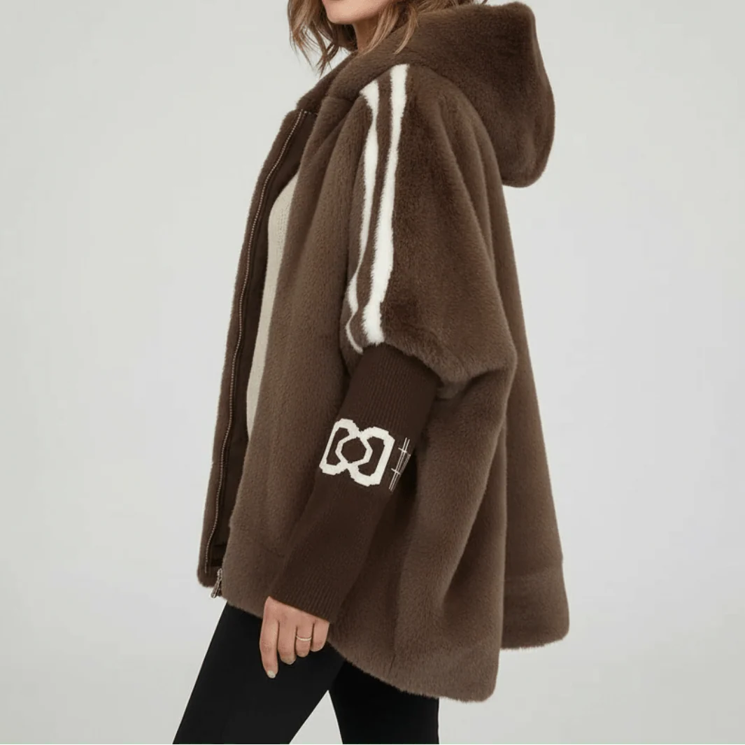 Veste d'hiver femme avec capuche | Rayures sportives