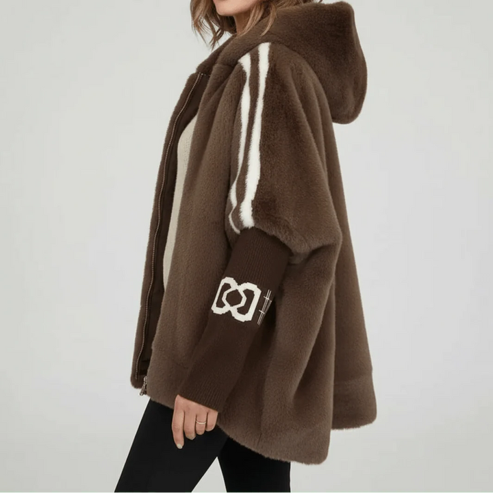 Veste d'hiver femme avec capuche | Rayures sportives