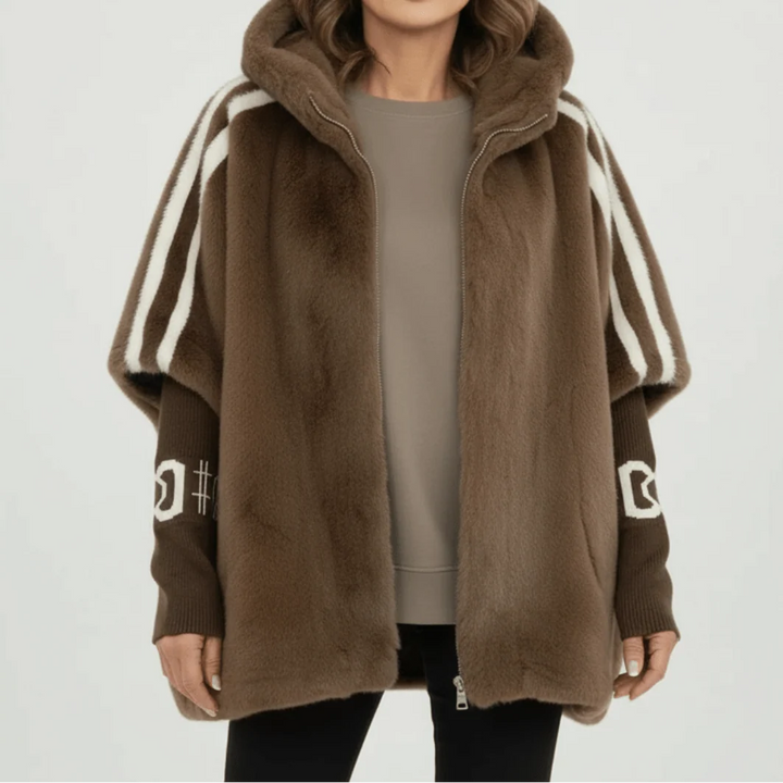 Veste d'hiver femme avec capuche | Rayures sportives