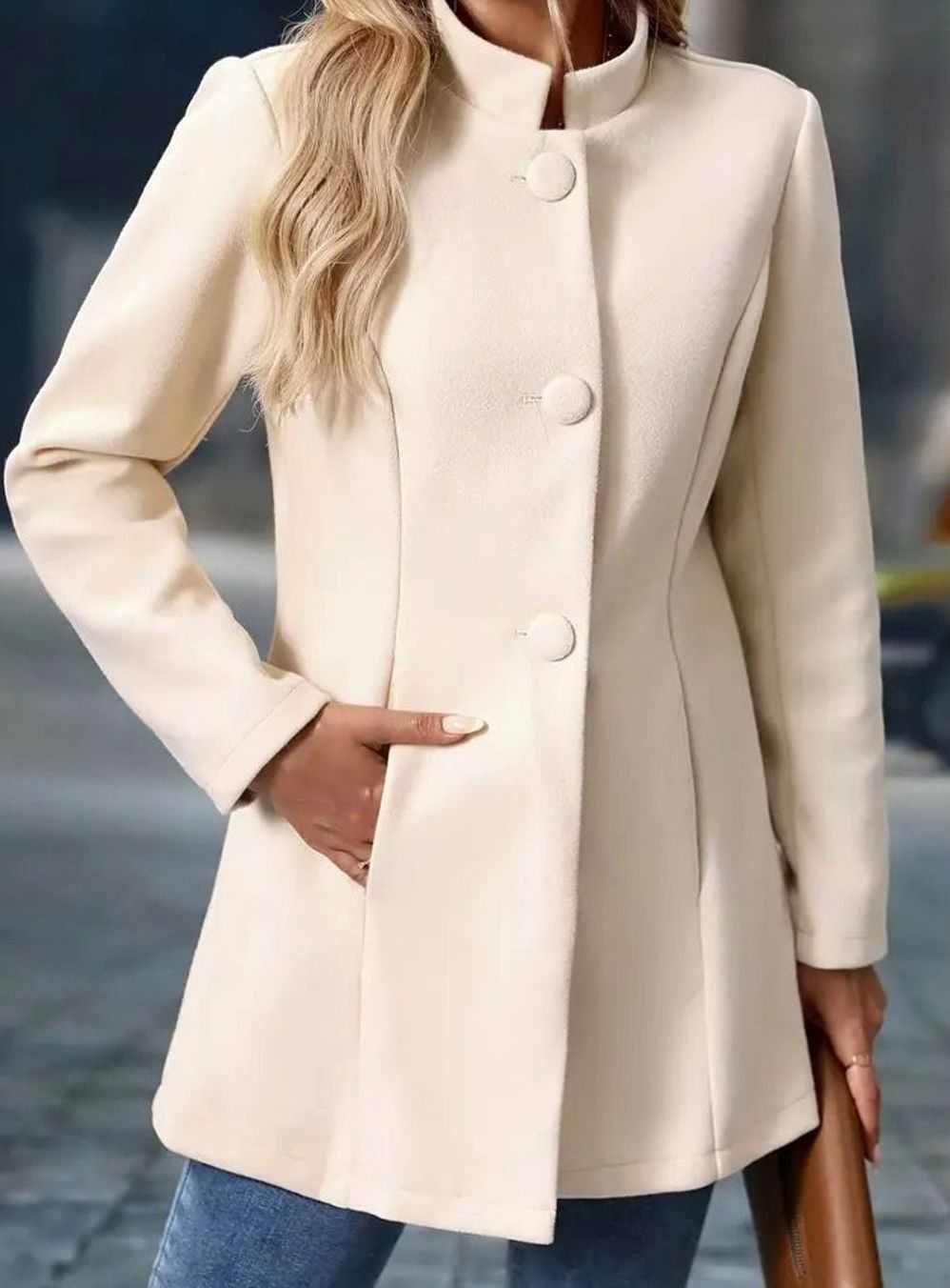 Manteau d'hiver Femme | Col montant élégant avec fermeture à boutons