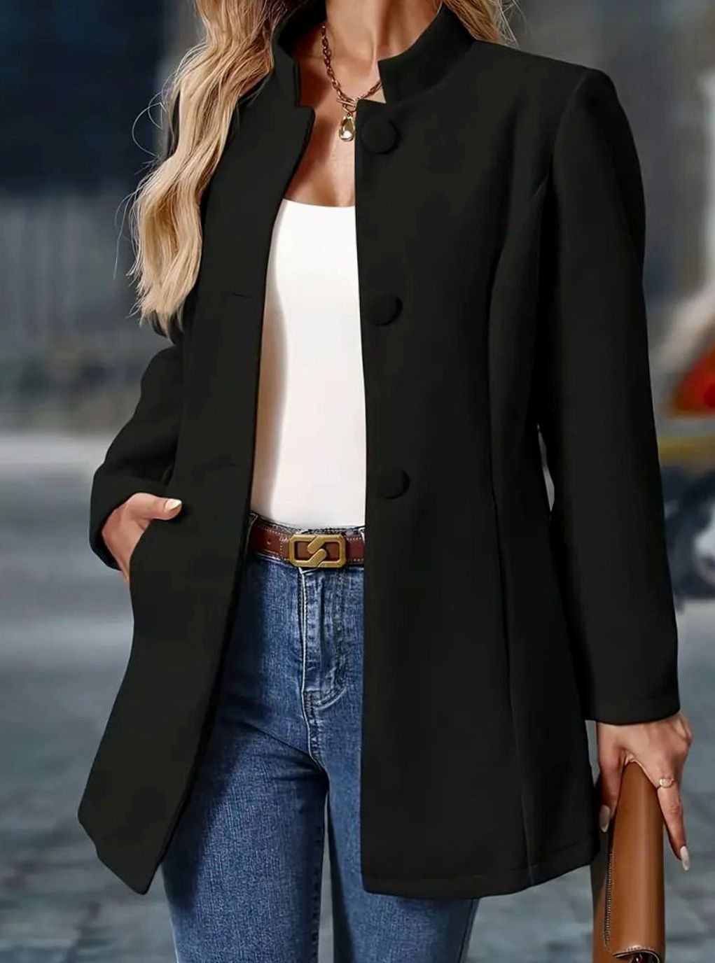Manteau d'hiver Femme | Col montant élégant avec fermeture à boutons