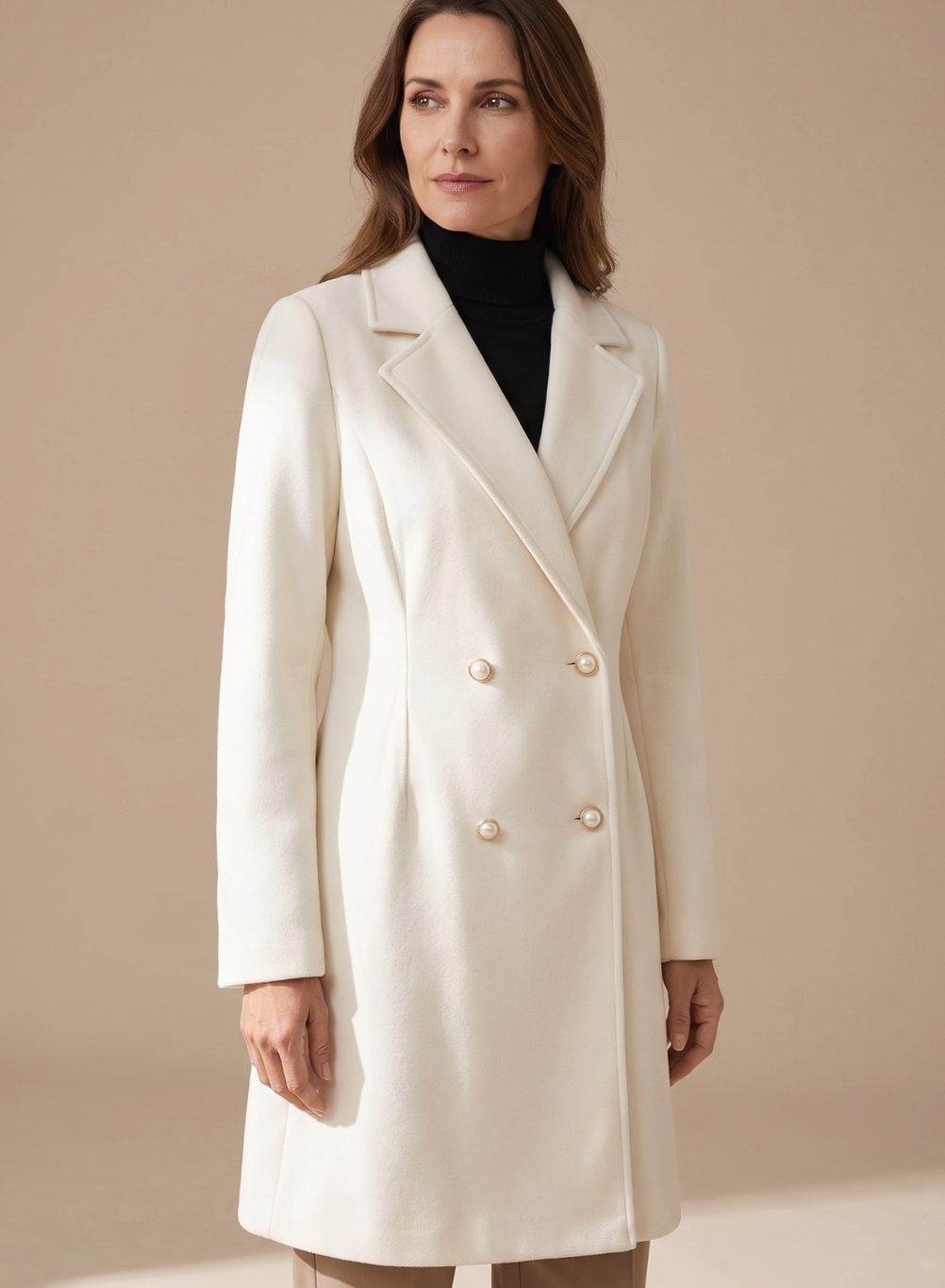 Manteau en laine pour femmes | A-ligne & Double rangée de boutons