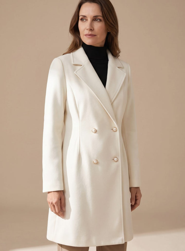 Manteau en laine pour femmes | A-ligne & Double rangée de boutons
