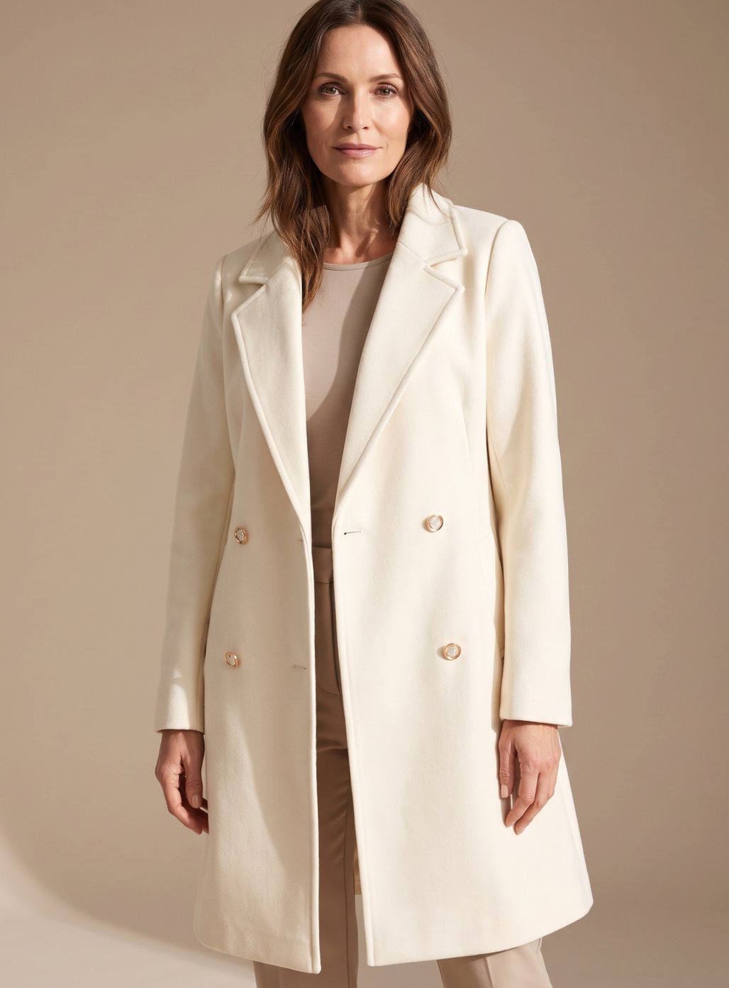 Manteau en laine pour femmes | A-ligne & Double rangée de boutons