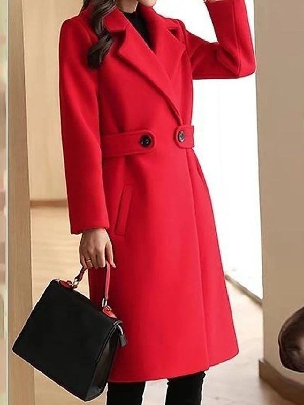 Manteau en laine pour femmes | Élégant et chaud avec ceinture à la taille