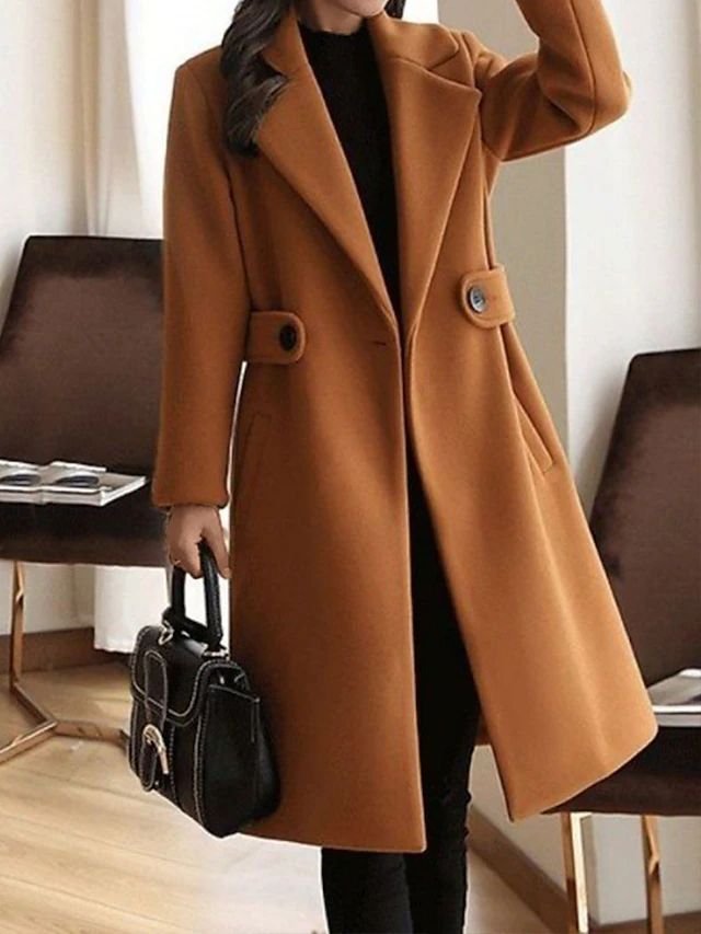 Manteau en laine pour femmes | Élégant et chaud avec ceinture à la taille