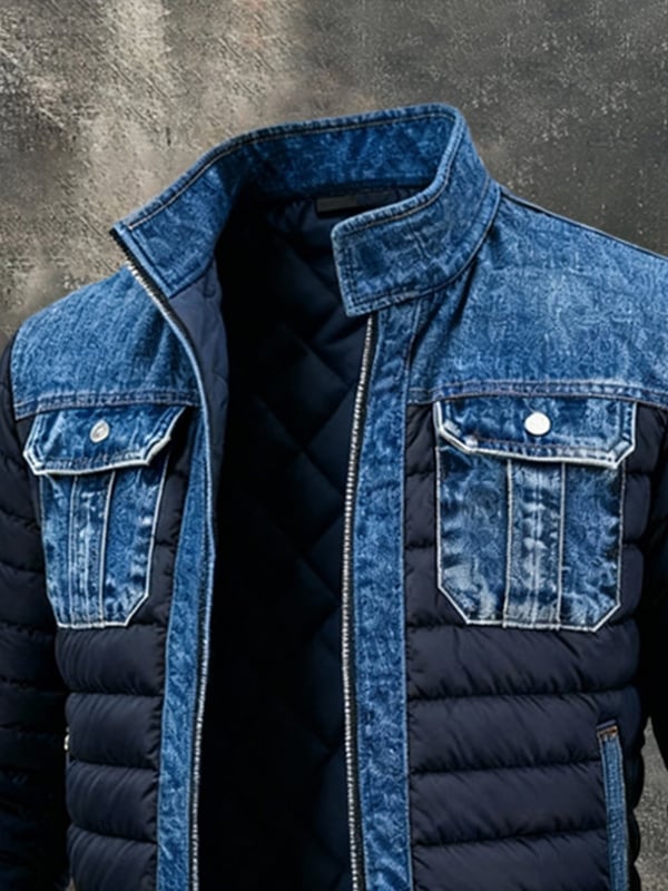Veste extérieure vintage en patchwork denim