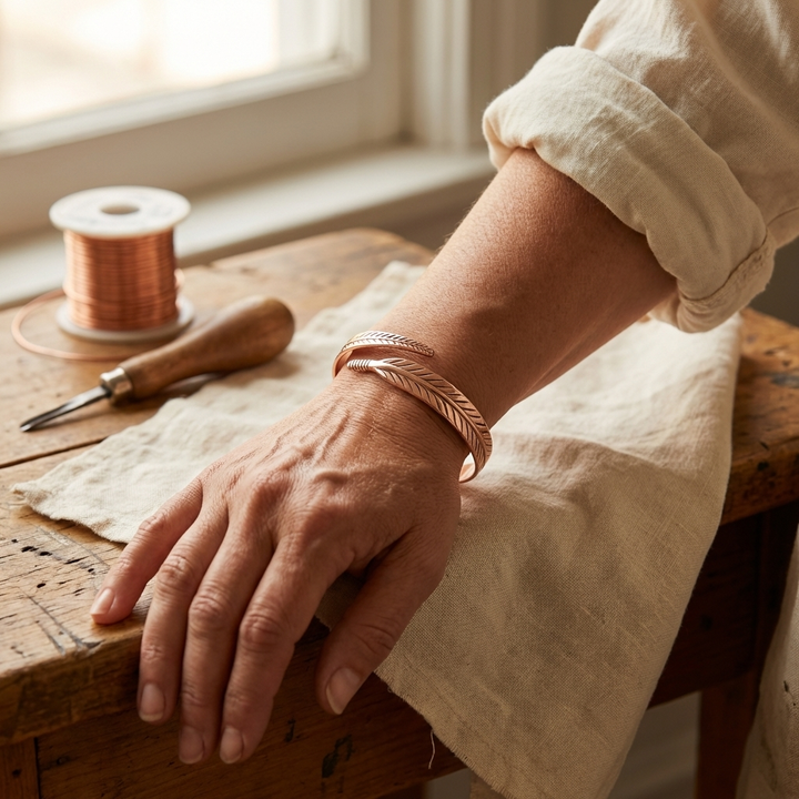 Bracelet en bronze avec motif de feuilles